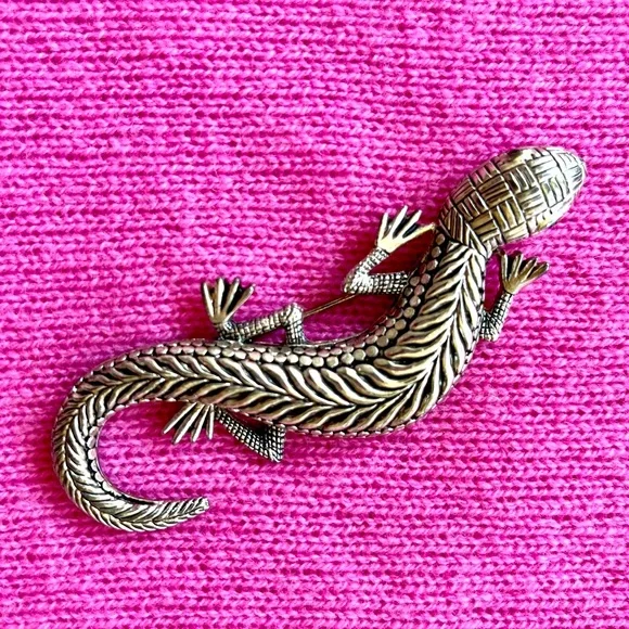 Vintage Silver Plated Salamander Brooch - Picture 1 of 11